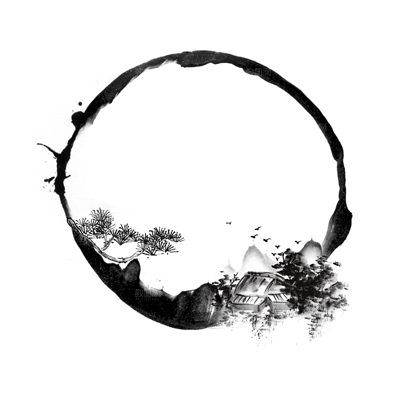 中式水墨文本框标题框窗格PNG图片