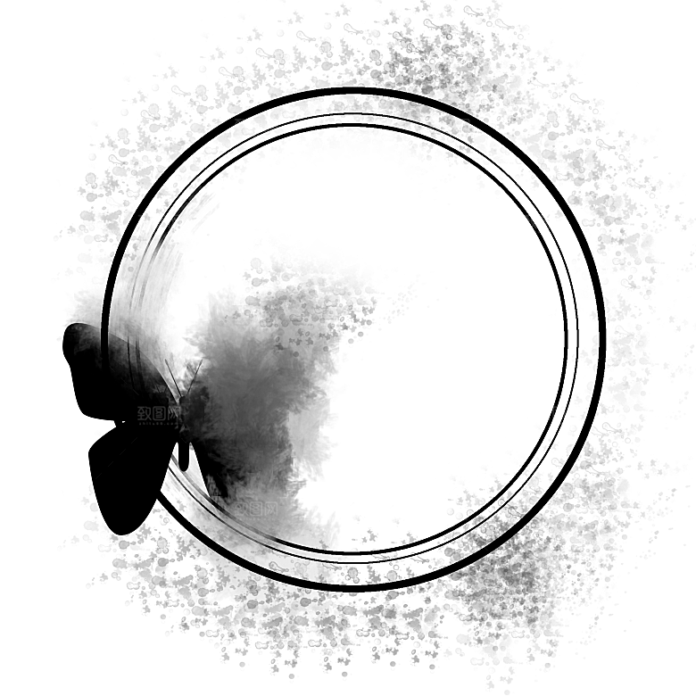 中式水墨文本框标题框窗格PNG图片