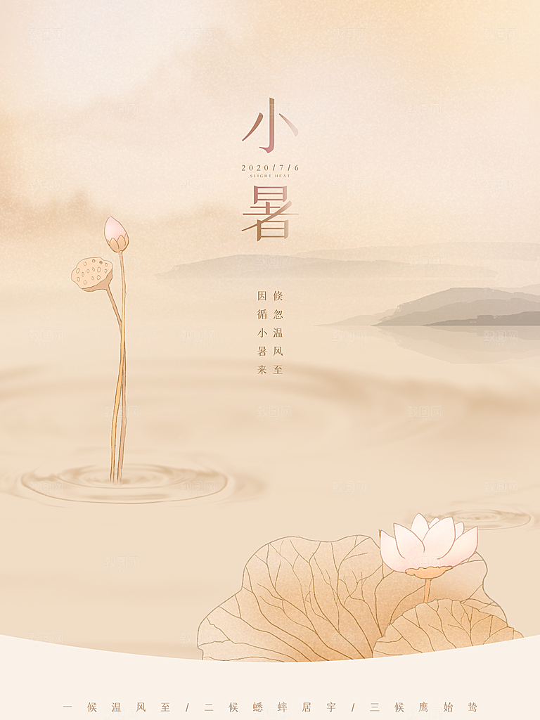 小暑节气简约大气海报