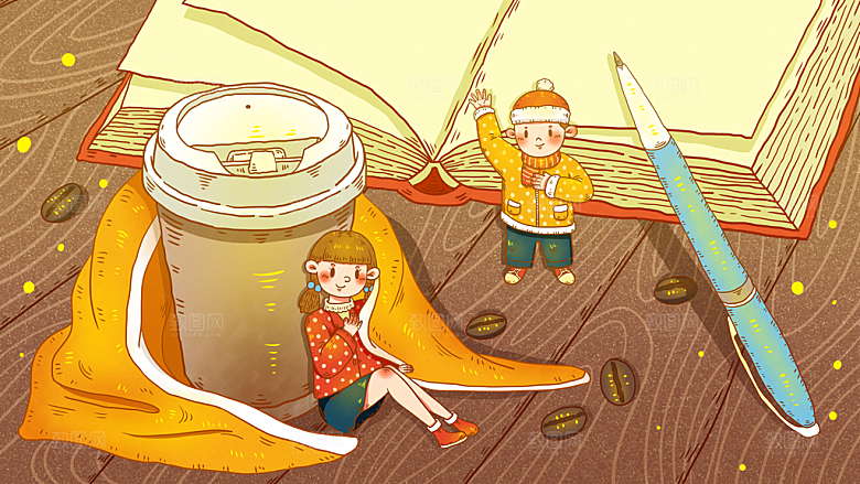 冬天冬季小寒简约大气海报插画
