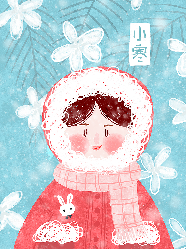 冬天冬季小寒简约大气海报插画