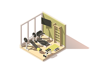 室内3D健身建筑模型