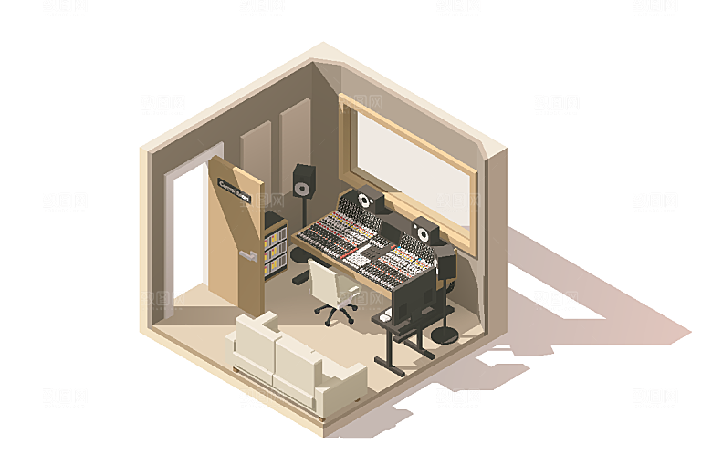 3D室内影音模型场景插画