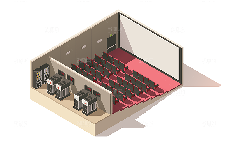 3D室内影音模型场景插画
