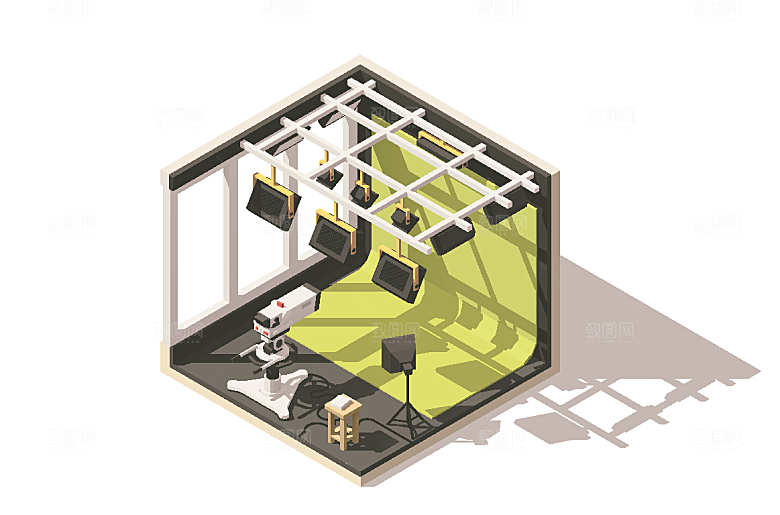 3D室内影音模型场景插画