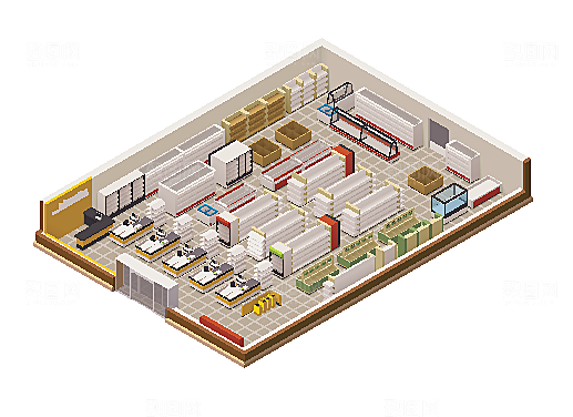 城市建筑商业工业场景插画