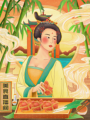 淘宝电商618活动促销插画海报