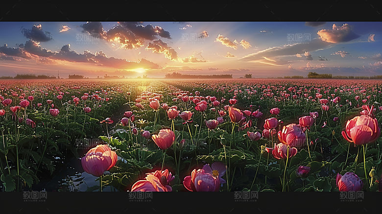 花海唯美浪漫园艺花田鲜花季节田园自然风景