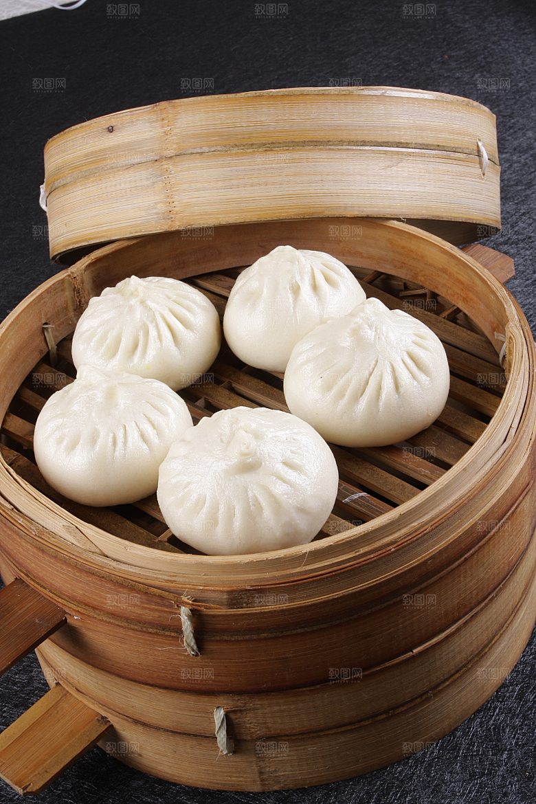 安康萝卜包子笼美食高清摄影图