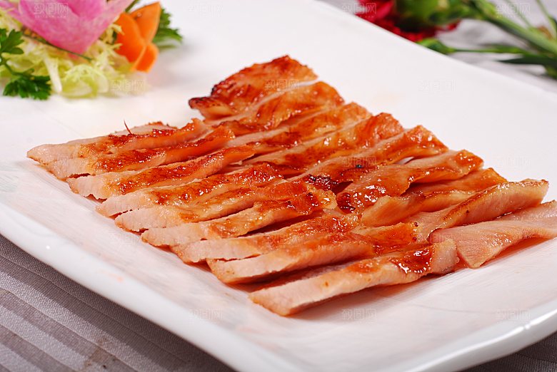 澳门烧猪颈肉美食高清摄影图