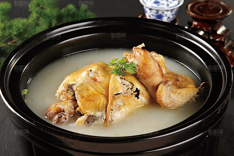 百味虫草鸡美食高清摄影图