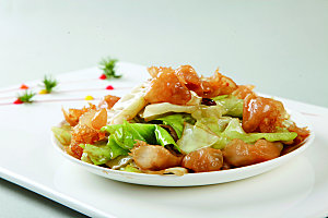 巴菜炒蜇头美食高清摄影图