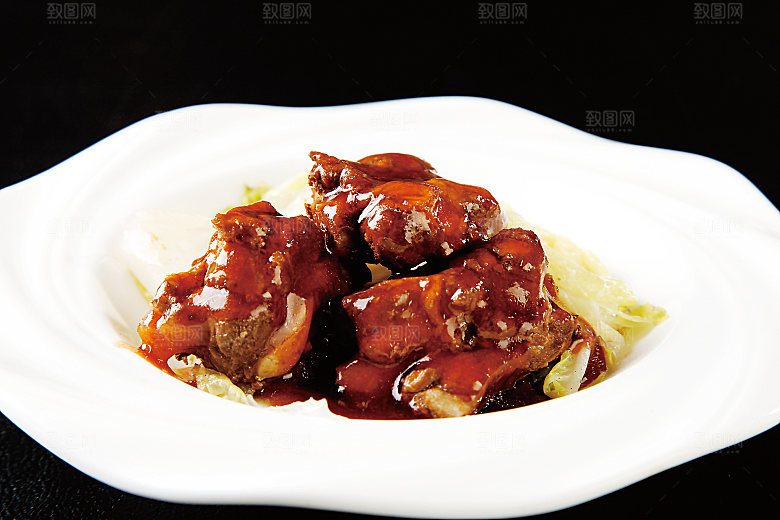 白菜粉皮煨排骨美食高清摄影图