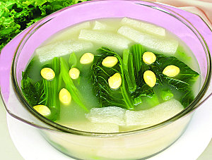 白果竹荪煮芥菜美食高清摄影图