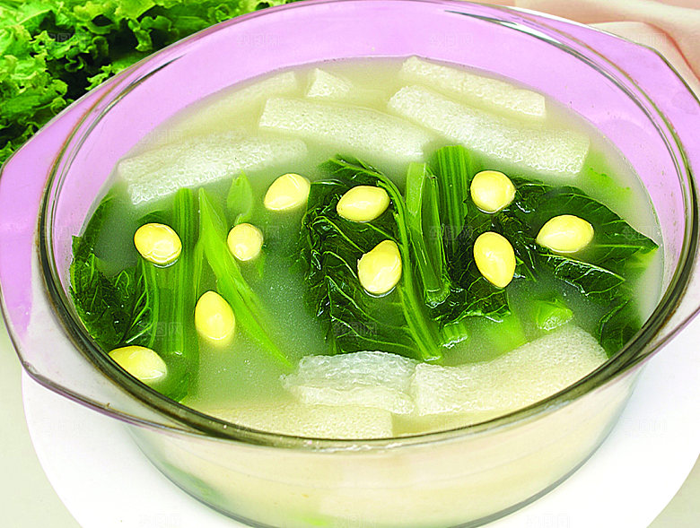 白果竹荪煮芥菜美食高清摄影图