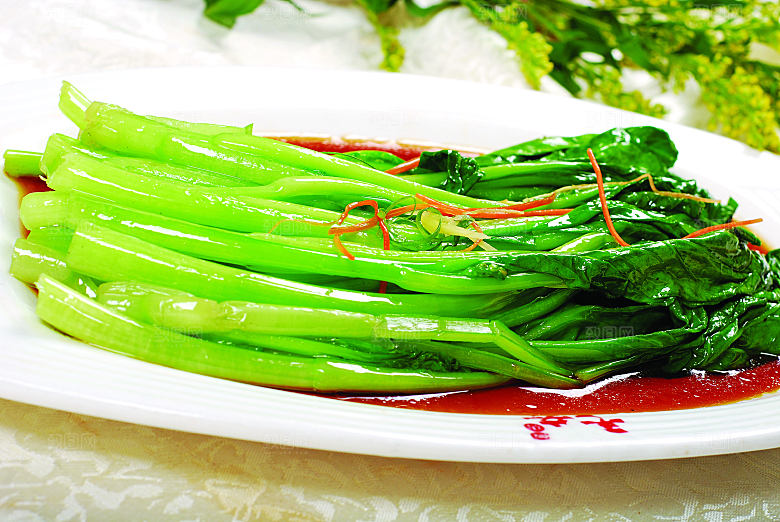 白灼芥兰元美食高清摄影图