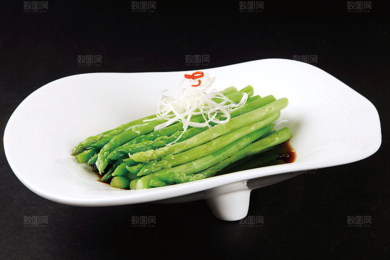 白灼芦笋美食高清摄影图