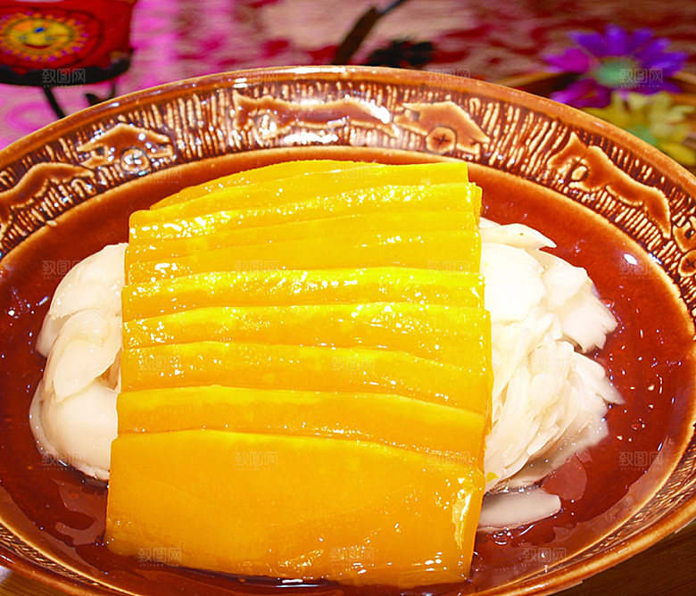 百合蒸南瓜美食高清摄影图