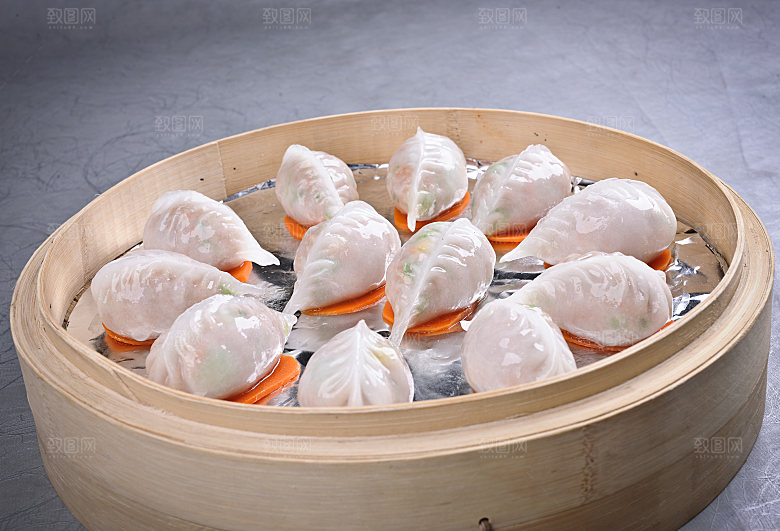 百花凤眼饺元半打美食高清摄影图