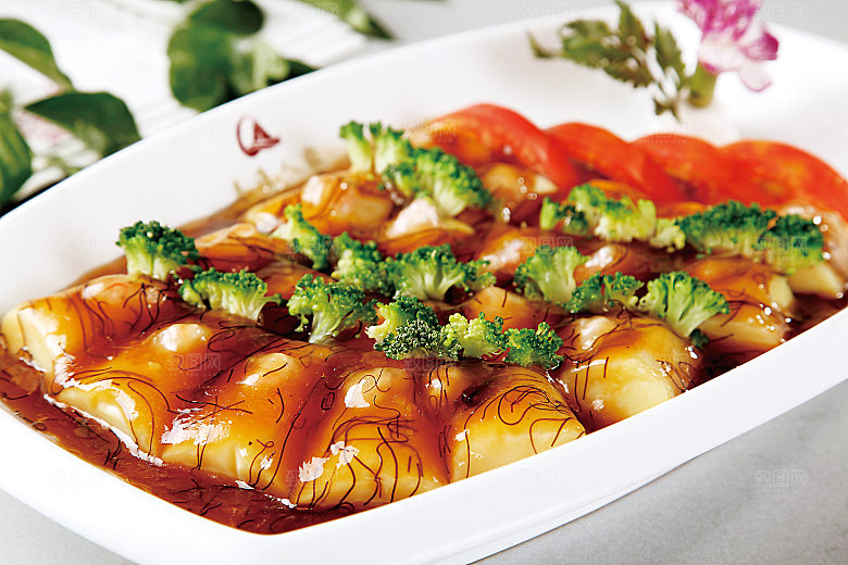百花日本豆腐美食高清摄影图