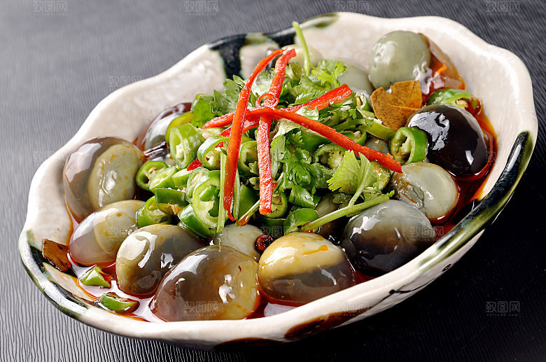 凉拌皮蛋美食高清摄影图