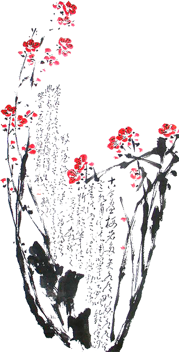 梅花树枝花枝png素材
