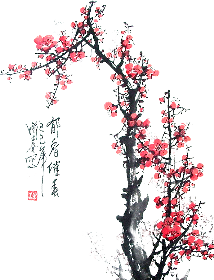 梅花树枝花枝png素材