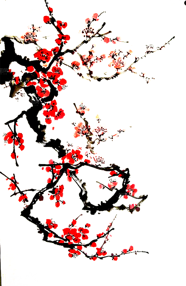 梅花树枝花枝png素材