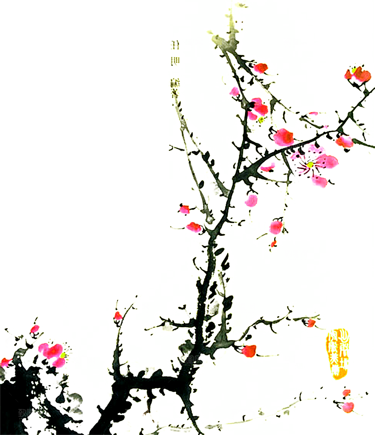 梅花树枝花枝png素材