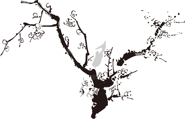 手绘梅花花枝png素材