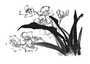 中国风手绘花卉水墨鲜花素材