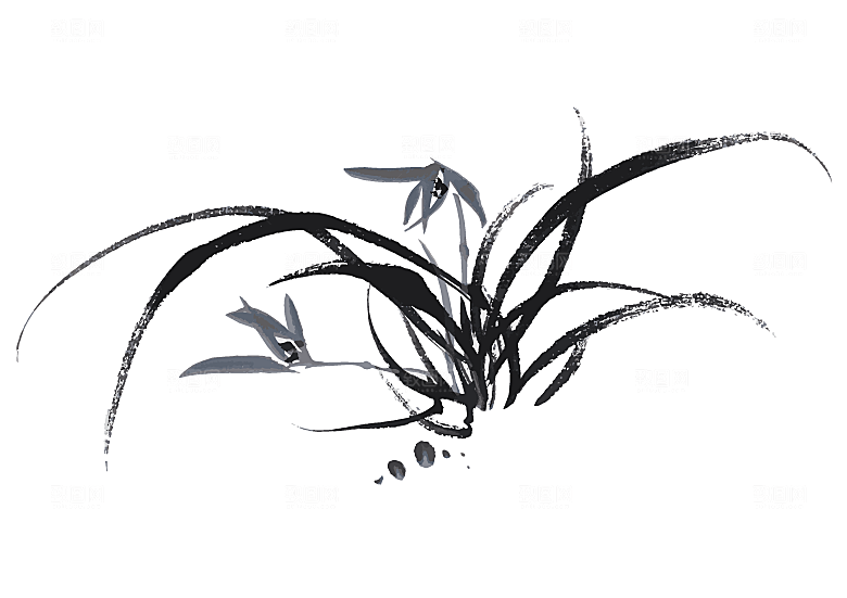中国风手绘花卉水墨鲜花素材