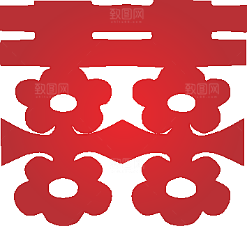 红色喜字窗花矢量素材