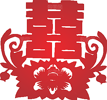 红色喜字窗花矢量素材