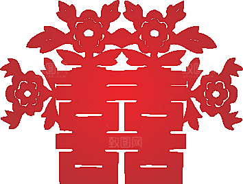 红色喜字窗花矢量素材