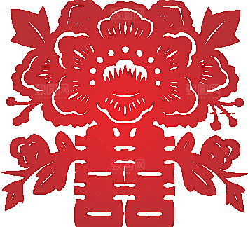 红色喜字窗花矢量素材