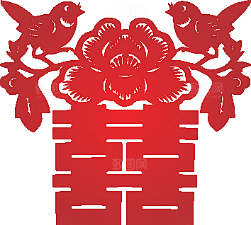 红色喜字窗花矢量素材