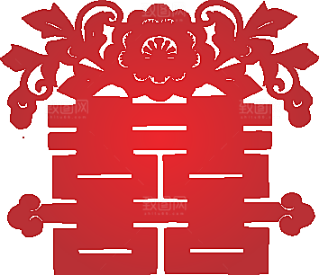 红色喜字窗花矢量素材