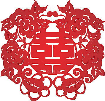 红色喜字剪纸效果png素材