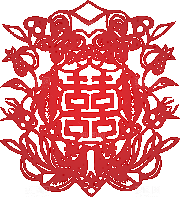 红色喜字剪纸效果png素材