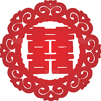 双喜字剪纸矢量窗花