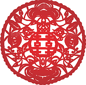 双喜字剪纸矢量窗花