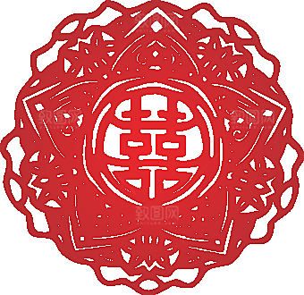 双喜字剪纸矢量窗花