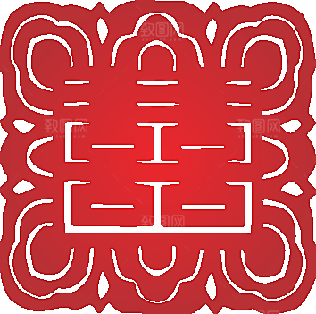 矢量喜字剪纸效果png素材