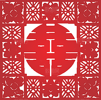 矢量喜字剪纸效果png素材
