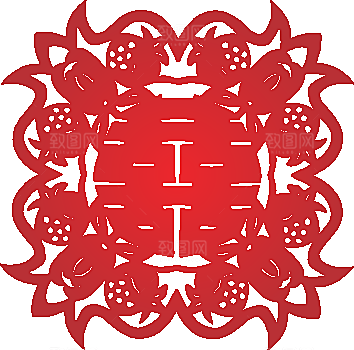 矢量喜字剪纸效果png素材