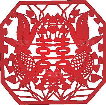 矢量喜字剪纸效果png素材