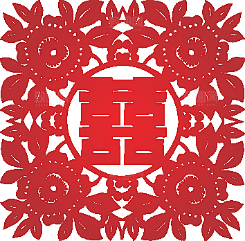 矢量喜字剪纸效果png素材