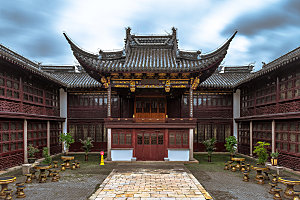 中国古建筑传统庭院背景