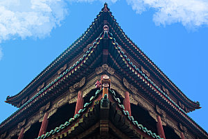 沈阳故宫的雕花建筑和屋顶